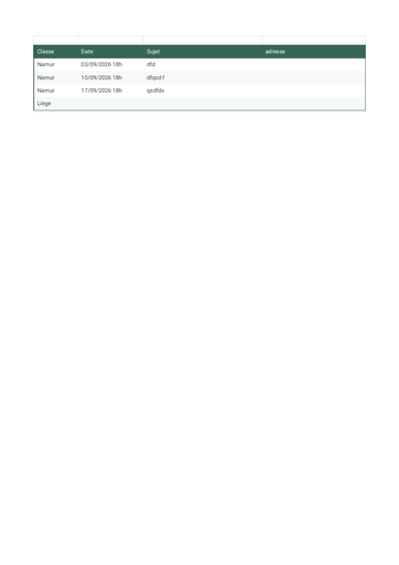 Agenda des cours